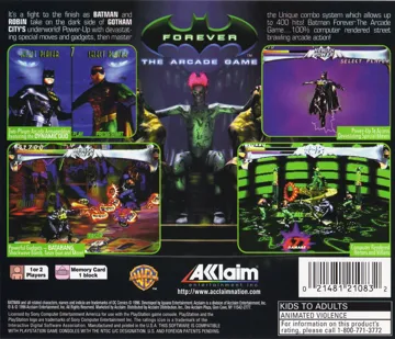 Batman Forever - The Arcade Game (US) box cover back